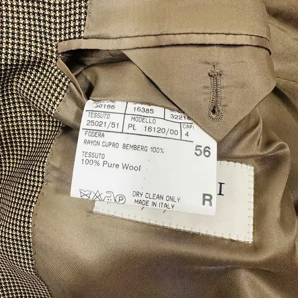 Canali Proposta Bernini Wool Blazer Sport Coat Jacket Hound Raven Brown 46R